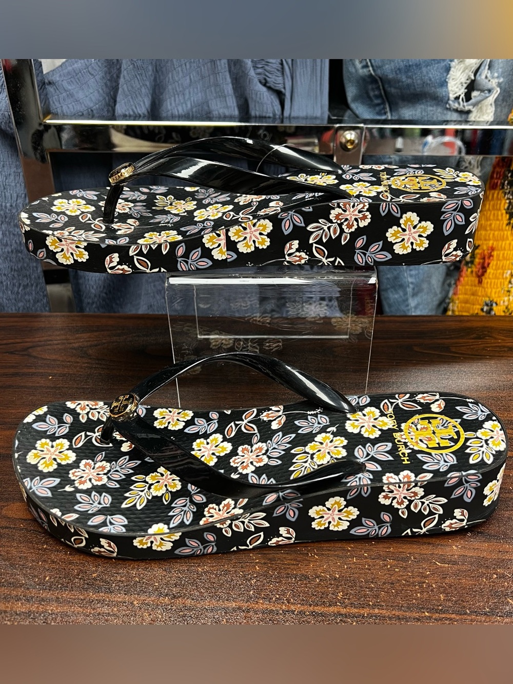 Tory Burch Floral Wedge Flip Flops - Size 11